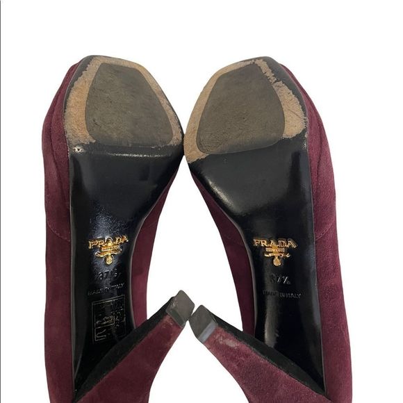 Authentic | Prada | Ruffle Suede Calzature Donna Camoscio Pumps | Sz 37.5 - Picture 4 of 8